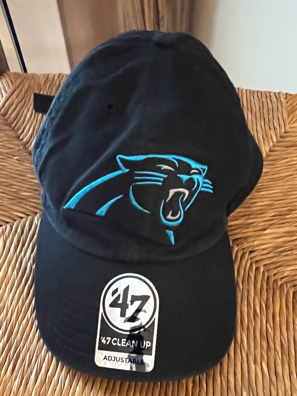 '47 Brand Carolina Panthers Clean Up Strapback Hat Black OSFA